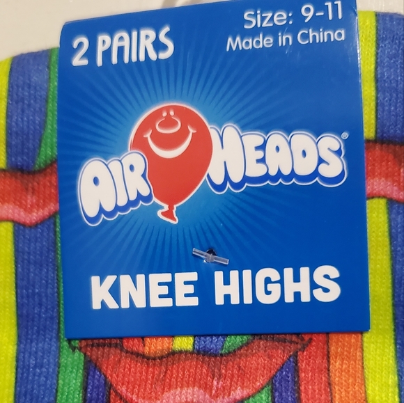 Cute Air Heads Knee High Rainbow 🌈 Multicolor 2 Pair Socks 9-11 Unisex Men/Wo - Picture 3 of 7